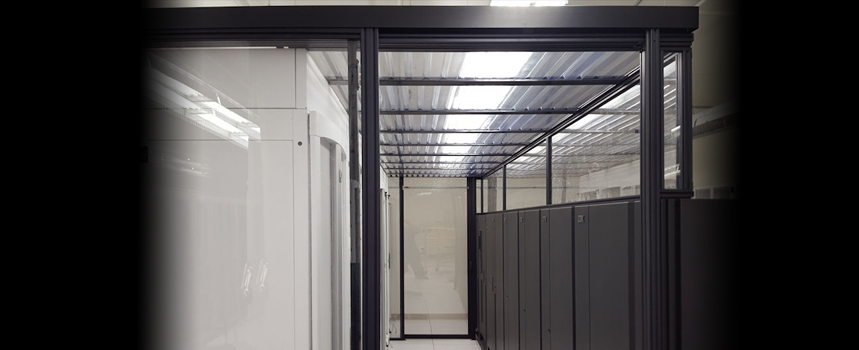 Rigid Cold Aisle Containment Above Cabinets banner Rigid Cold Aisle Containment Above Cabinets banner